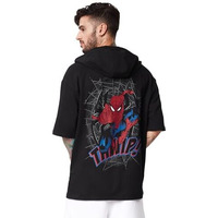 The Souled Store| Official Spider-Man: Thwip Mens And Boys T-Shirts|Half Sleeve|Loose Fit Graphic Printed|100% Cotton Black Color Hooded T-Shirts Hooded T-Shirts Fashionable Trendy Graphic Prints