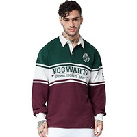 The Souled Store Harry Potter: Dumbledore's Army Men And Boys Long Sleeves Collared Neck Regular Fit Graphic Printed Cotton Multicolored Rugby Polos