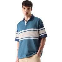 The Souled Store Solids: Light Blue & Brown Mens Oversized Fit Solid Half Sleeve Cotton Multicolored Oversized Polos Oversized Fit Graphic Polo Colored Half Sleeve Cottonblend Oversized T-Shirts