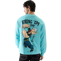 The Souled Store Official Popeye: Bring Em On Oversized Full Sleeve T-Shirts Blue
