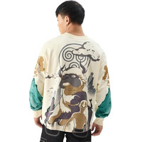 The Souled Store Official Avatar: Aang And Appa Round Neck Beige Graphic Print 100% Cotton Oversized Fit Full Sleeve T-Shirts Oversized Men's T-Shirts Graphic Tees Casual Fashion Relaxed Fit Full