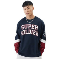 The Souled Store Captain America: The Super Soldier Oversized Full Sleeve T-Shirts Blue Oversized T Shirts For Cotton Casual Half Sleeves Baggy Loose Fit Drop Shoulder Round Neck Back Printed Tshirt
