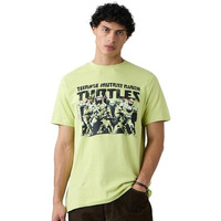 The Souled Store Official Tmnt: The Squad Mens Regular Fit Half Sleeve Graphic Printed Cotton Off Green Color T-Shirt