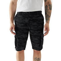 The Souled Store Black Camo Men Regular Fit Cotton Cargo Shorts Sweatshorts Men's Sweat Shorts Athletic Lounge Gym Running Workout French Terry Cotton Drawstring Elastic Waist Casual Comfortable