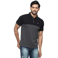 American Crew Men's Polo Regular Fit T-Shirt (Ac166-Xl_Black & Charcoal Melange)