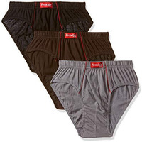 Frenchie Men's Cotton Brief (Pack Of 3) (Frenchie Plus Po3_Black_95_Black, Coffee Brown And Antra Melange_95 Cm)