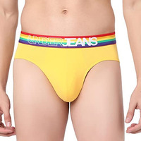 Underjeans Men Yellow-Multi Cotton Blend Brief