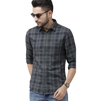 The Indian Garage Co Men's Slim Shirt (1119-Sh25-10- Grey Large)