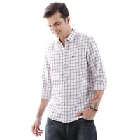 The Indian Garage Co Cotton Adult Men's Checkered Slim Fit Shirt (0620-Sh44-41_White Large)