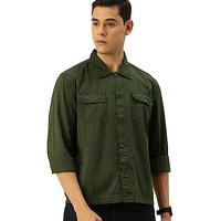 The Indian Garage Co Men's Regular Shirt (0820-Ovrsrt01-05_Olive_Army Large)