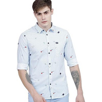 The Indian Garage Co Men's Slim Fit Shirt (0321-Sh86-01_Blue L)