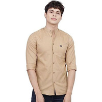 The Indian Garage Co Men's Slim Fit Shirt (1220-Sh62-10_Khakhi L)