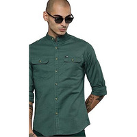 The Indian Garage Co Men's Slim Fit Shirt (0321-Shln89-04_Sea Green Xl)