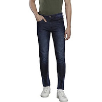 The Indian Garage Co Men Slim Fit Solid Mid Rise Stretchable Jeans Blue, 32