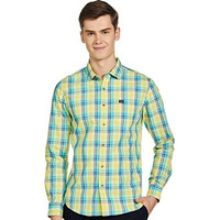 The Indian Garage Co Men's Cotton Adult Regular Fit Shirt (0921-Sh116-17_Yellow L)