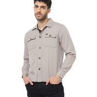 The Indian Garage Co Cotton Adult Men's Regular Fit Shirt (0821-Ovrsh103-02_Grey Medium)