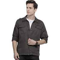 The Indian Garage Co Men's Solid Slim Fit Shirt (0821-Ovrsh104-03_Teal Blue M)