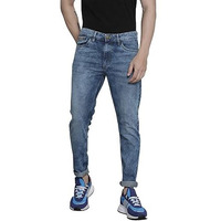 The Indian Garage Co Men Slim Fit Solid Mid-Rise Stretchable Mid Rise Jeans Blue