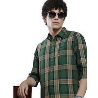 The Indian Garage Co Cotton Adult Men's Regular Fit Shirt (0722-Sh280-02_Green L)