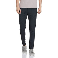 The Indian Garage Co Men Mid Rise Slim Fit Checked Mid-Rise Stretchable Chinos Grey, 34