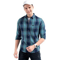 The Indian Garage Co Adult Men's Regular Fit Shirt (0722-Sh339-01_Blue L)