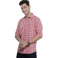The Indian Garage Co Men's Cotton Slim Fit Shirt (0822-Sh358-01_Pink L)