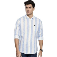The Indian Garage Co Men's Striped Regular Fit Shirt (0722-Sh325-02_Blue L)