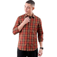 The Indian Garage Co Men's Checkered Slim Fit Shirt (0822-Sh385-01_Brick Red Xl)