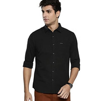 The Indian Garage Co Cotton Men's Solid Regular Fit Shirt (0622-Sh278-03_Black M)