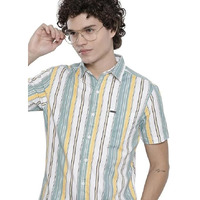 The Indian Garage Co Men's Cotton Striped Regular Fit Shirt (0722-Sh304-02_White Xl)