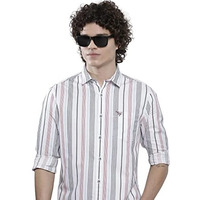 The Indian Garage Co Men's Cotton Striped Slim Fit Shirt (1122-Shcsoxyd-04-01_White L)