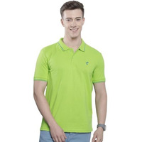 The Indian Garage Co Men Slim Fit Solid Polo Collar Tshirt Lime Green