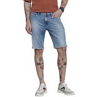 The Indian Garage Co Men Slim Fit Solid Mid-Rise Denim Shorts