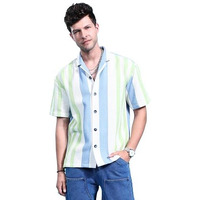 The Indian Garage Co Men's Striped Relaxed Fit Shirt (0123-Shwfrs-06-01_Cream L)