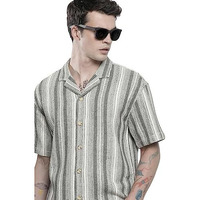 The Indian Garage Co Polyester Men's Relaxed Fit Shirt (0123-Shwfrs-03-01_Cream Medium)