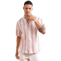 The Indian Garage Co Men's Relaxed Fit Shirt (0923-Shmkrs-02-01_Cream M)