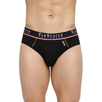 Van Heusen Active Men Briefs - Cotton Spandex - Swift Dry, Mesh Panel, Breathable_40004_Pure Black_Xl