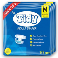 Ph Tidy Tape Style Super Absorbent | Unisex | Waist Size (28-44 Inches) Adult Diaper - M (30 Pieces)
