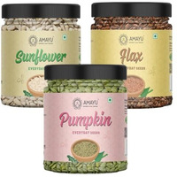 Amayu Healthy Raw Seeds Combo Pack | Pumpkin Seeds, Flax Seeds, Sunflower Seeds (200 Gm X 3) Immunity Booster | Healthy Snacks | Diet Food | Seeds For Eating (Pack Of 3)
