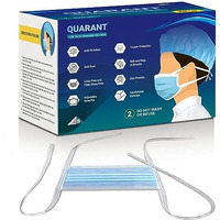 Quarant Meltblown Fabric 3 Ply Tie On Disposable Face Mask With Nose Clip (Blue, Pack Of 50) For Unisex