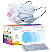 Quarant Meltblown - Dual Smms Fabric 4 Ply Designer Protective Face Mask With Nose Clip And Reusable Travel Pouch, Fashion That's Safe (White Combo, Pack Of 50) For Unisex