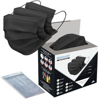 Quarant Meltblown - Smms Fabric 3 Ply Disposable Face Mask With Nose Clip And Reusable Travel Pouch (Black, Pack Of 100) For Unisex