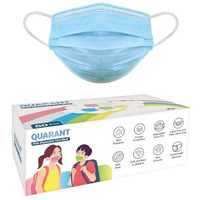 Quarant Meltblown Fabric Kids 3 Ply Disposable Face Mask With Nose Clip For Boys & Girls, Suitable For Children Aged 5 To 12 Years (Blue, Pack Of 50) For Unisex