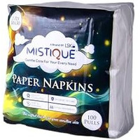 Mistique 1 Ply 100 Pulls Tissue Paper Napkins | Soft And Highly Absorbent | Sheet Size (30 * 30 Cm)
