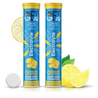 Diet Gear Energy Drink - 10 Litre Zero Sugar, Zero Caffeine Electrolytes 40 Effervescent Servings | With Added 7 Essential Electrolyte Salts (Na, K, Mg, Ca, Cl, Zn, So4) + Vitamin C | Lemon Flavor