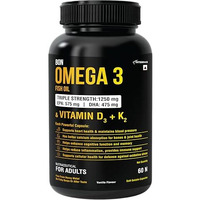 Bon Omega 3 Fish Oil 1250Mg With Vitamin D3 & K2  3X Triple Strength 560Mg Epa & 400Mg Dha | Supports Heart, Bone Health, Brain & Immunity | 60 Softgels | Non-Gmo, Burpless Anti-Reflux
