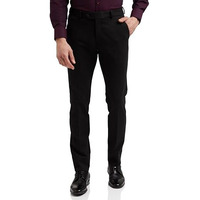 Peter England Men's Premium Formal Stretchable Knit Super Slim Fit Mid Rise Trouser | Comfort Lycra | 360-Degree Stretch Jet Black, 32