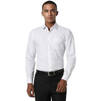 Peter England Men's Checks Shirts White