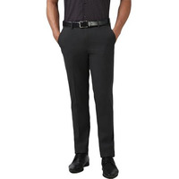Peter England Slim Fit Flat Front Trouser Charcoal