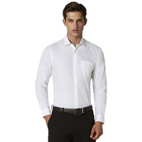 Peter England Men Cotton Slim Fit Small Ditsy Printed Full Sleeve Shirt White